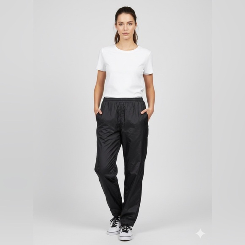 Vtg 90s Chili Pepper Women’s Medium Black 100% Silk Stretch Waist Track Pant M